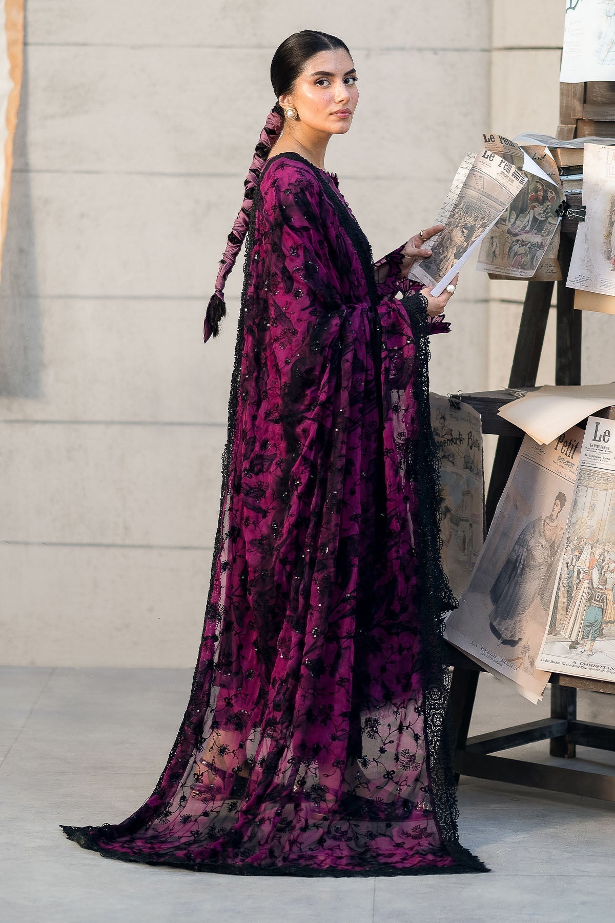 Nureh | Glam Girl Lawn | GL-23 XL Magenta Crepe