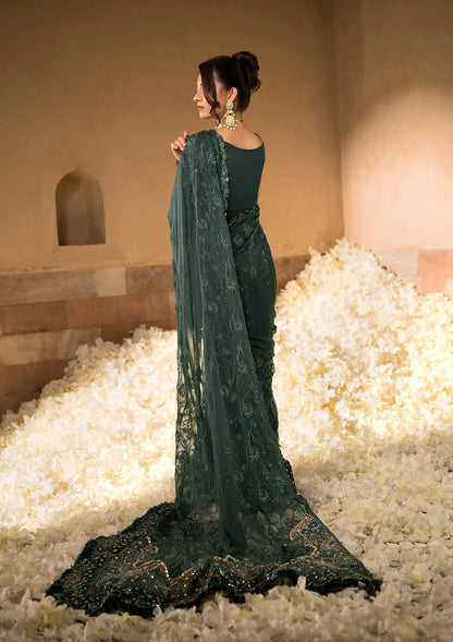 Elaf Premium | Formal Handwork Collection | EFH-01 JAHAN ARA M Bottle Green Chiffon