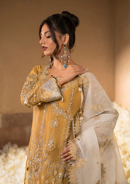Elaf Premium | Formal Handwork Collection | EFH-07 SAHAR XL Dull Gold Organza