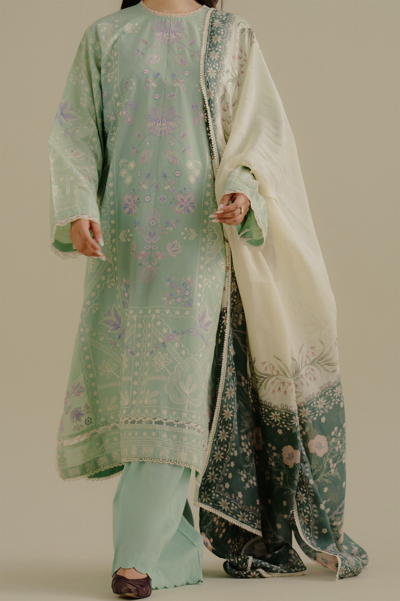 Zara Shahjahan | Coco Lawn 25 | Nyssa-10A M Pastel Mint Lawn
