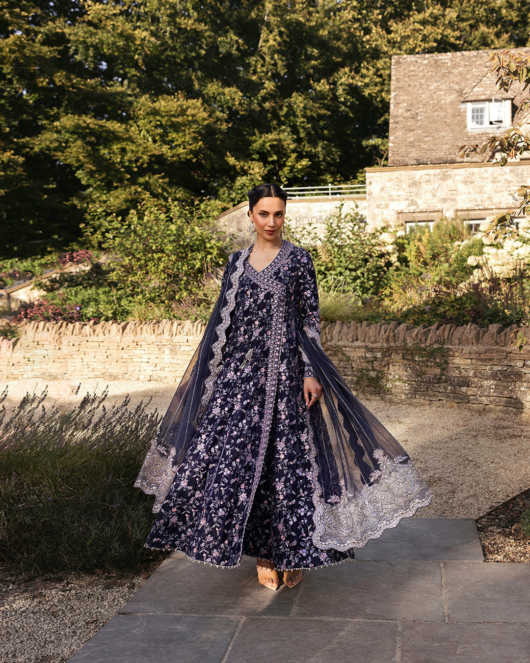Faiza Saqlain | Adeen Formals | Darcel L Deep Purple Embroidered Velvet