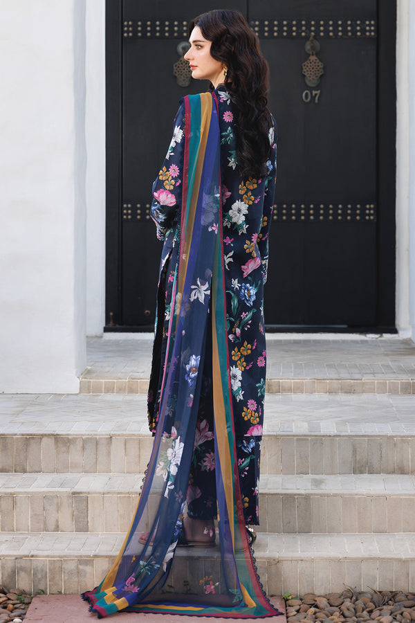 Farasha | Printed Essentials | Floral Stardust S Navy Blue Lawn