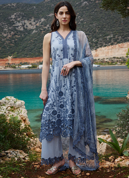 Image | Lawnkari 25 | Zayna XS Sky Blue Cotton Lawn