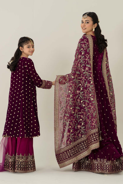 Maria B | 3 Piece Embroidered Velvet Suit | MKS-W24-38 8-Jun Purple