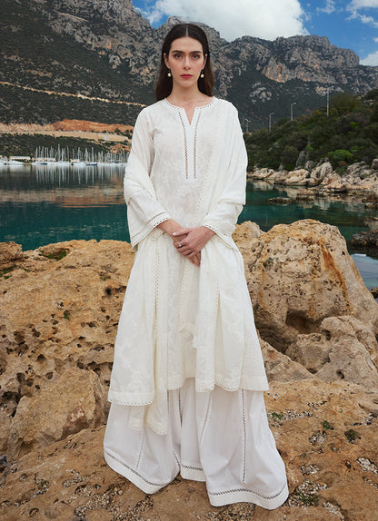 Image | Lawnkari 25 | Nour XS White Cotton Lawn
