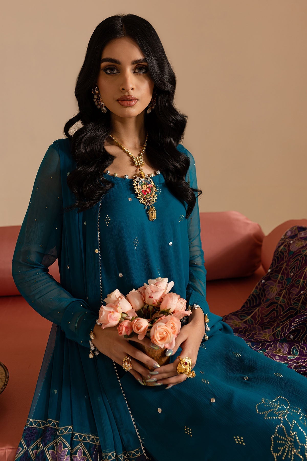 Nureh | Mukeshkari Formals | MK-10 M Sea Green Chiffon
