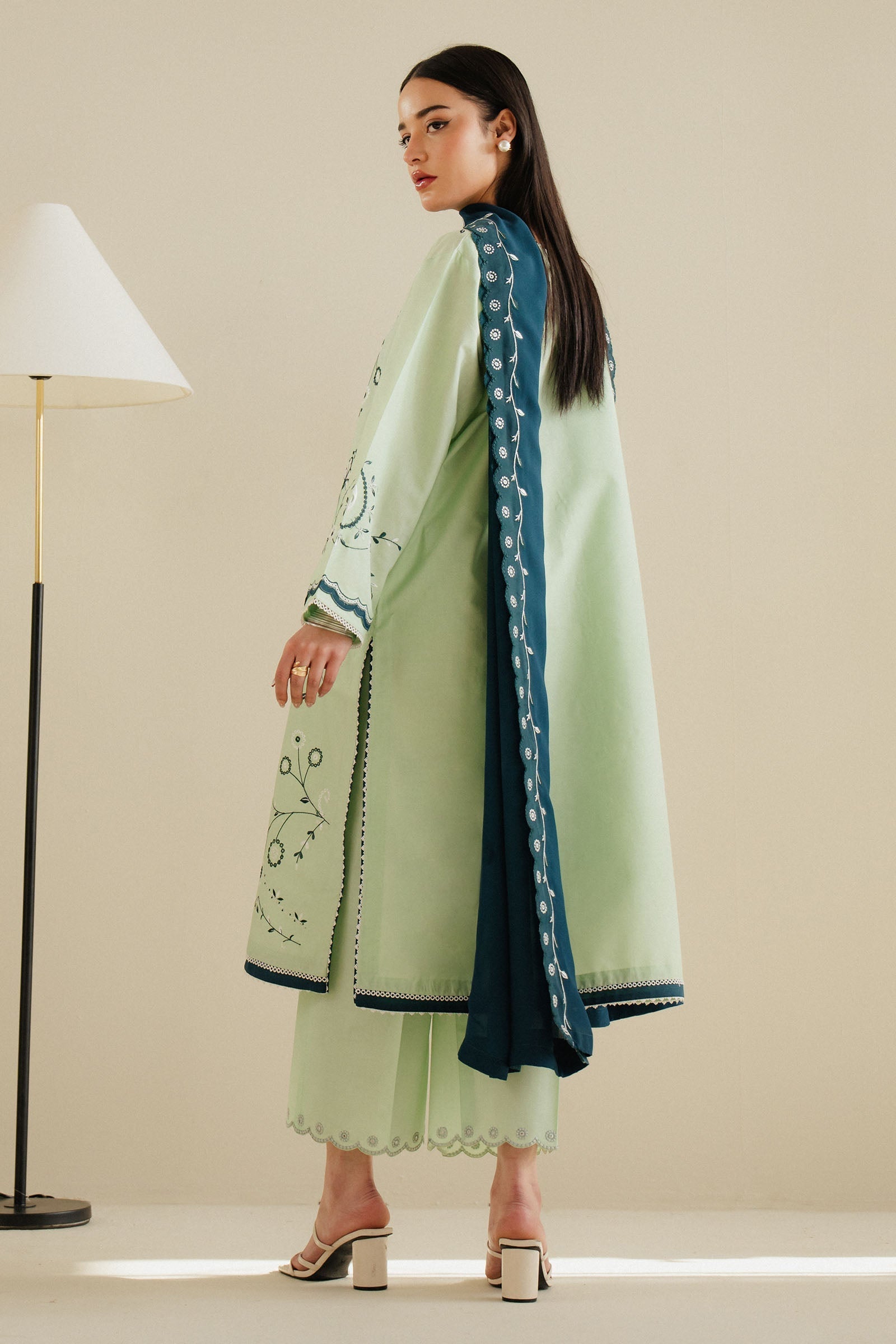 Zara Shahjahan | Eid Pret 25 | CR25P0212 S Pastel Mint Cambric
