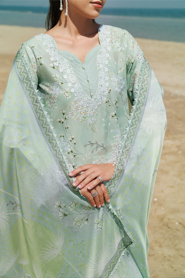 Farasha | Printed Essentials | Tulip Glow M Mint Green Lawn
