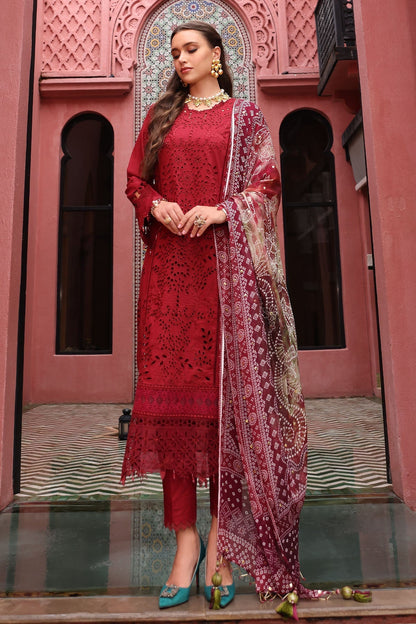 Nureh | Bazaar Lawn 25 | NE-109 Custom Size Lawn Haute Red