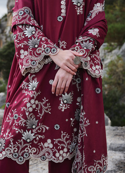 Image | Lawnkari 25 | Lilia L Maroon Cotton Lawn