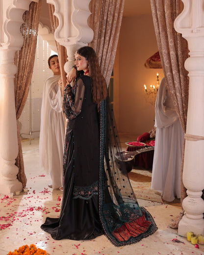 Zebtan | Zircon Wedding Formals | MAHPARA ZQ-06 S Black Chiffon