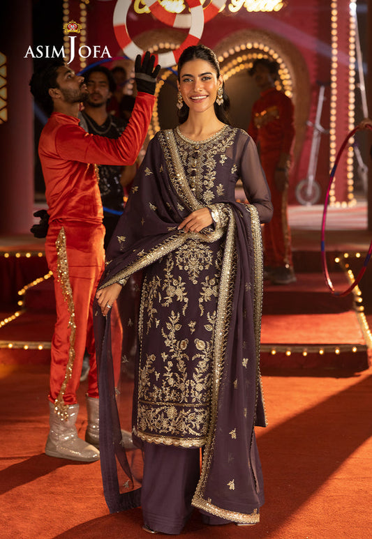 Asim Jofa | Festive Collection 25 | AJLF-01 XS Dark Purple Chiffon