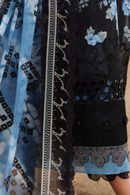 Nureh | Gardenia Embroidered Lawn 25 | NSG-171 XL Black Lawn