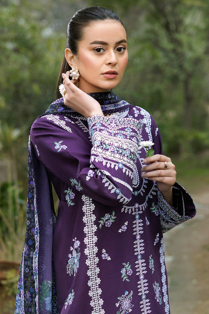 Farasha | Summer Weaves Embroidered Lawn | Regal Iris M Dark Purple Lawn
