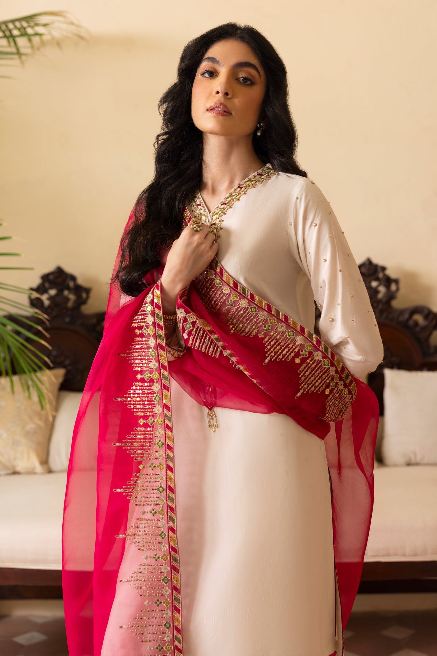 Naqshi | Rijaas Luxury Pret 24 | ABISH L White Indian Raw Silk