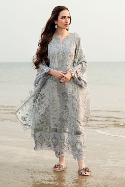 Nureh | Khuwab Luxury Lawn | NE-145 XL Pastel Gray Lawn