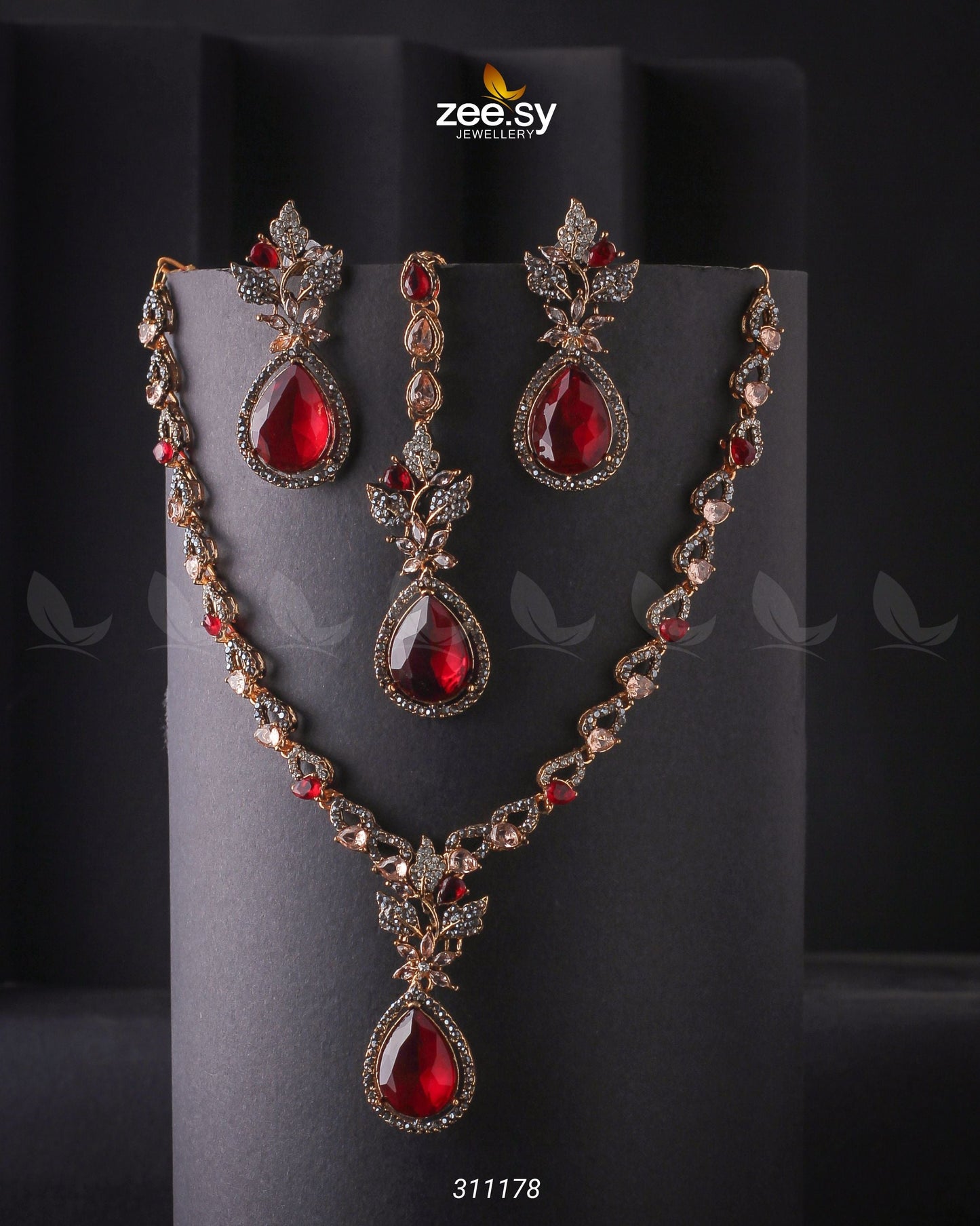 Opal Necklace Set Red