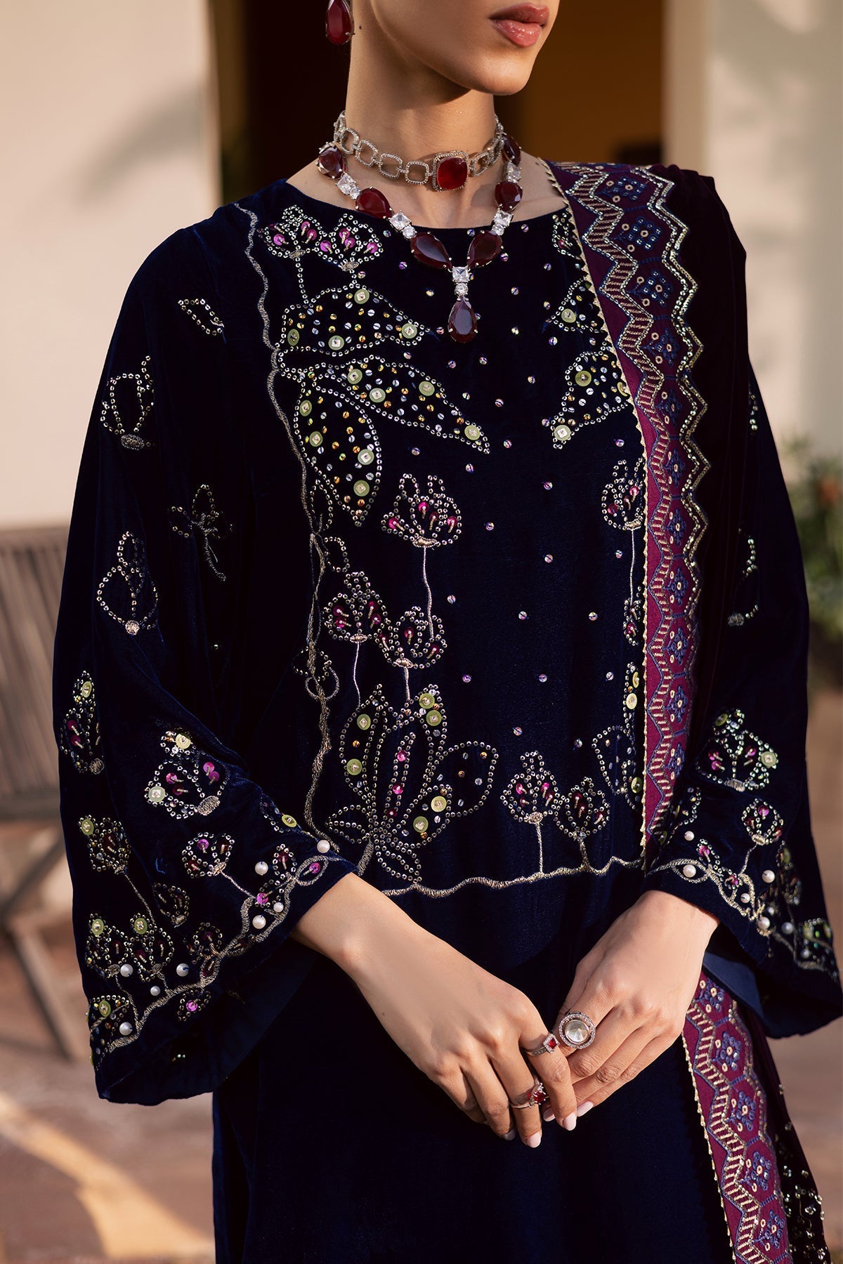 Nureh | Maya Velvet | NW-116 by Nureh - Designer Dress  - Type : Ladies Clothes - Available at Saira Sultan - 100% Original 