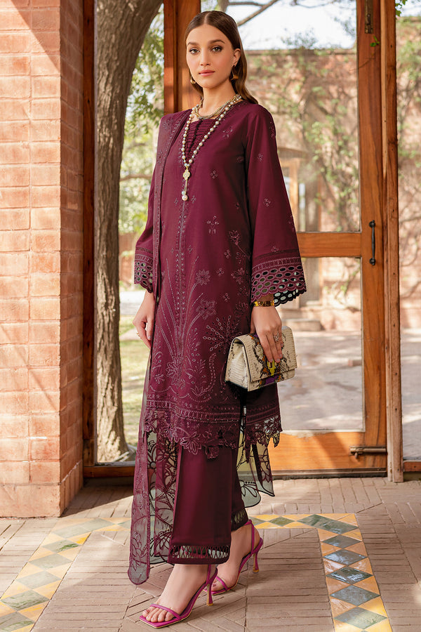 Farasha | Summer Weaves Embroidered Lawn | Zella XS Burgundy Lawn