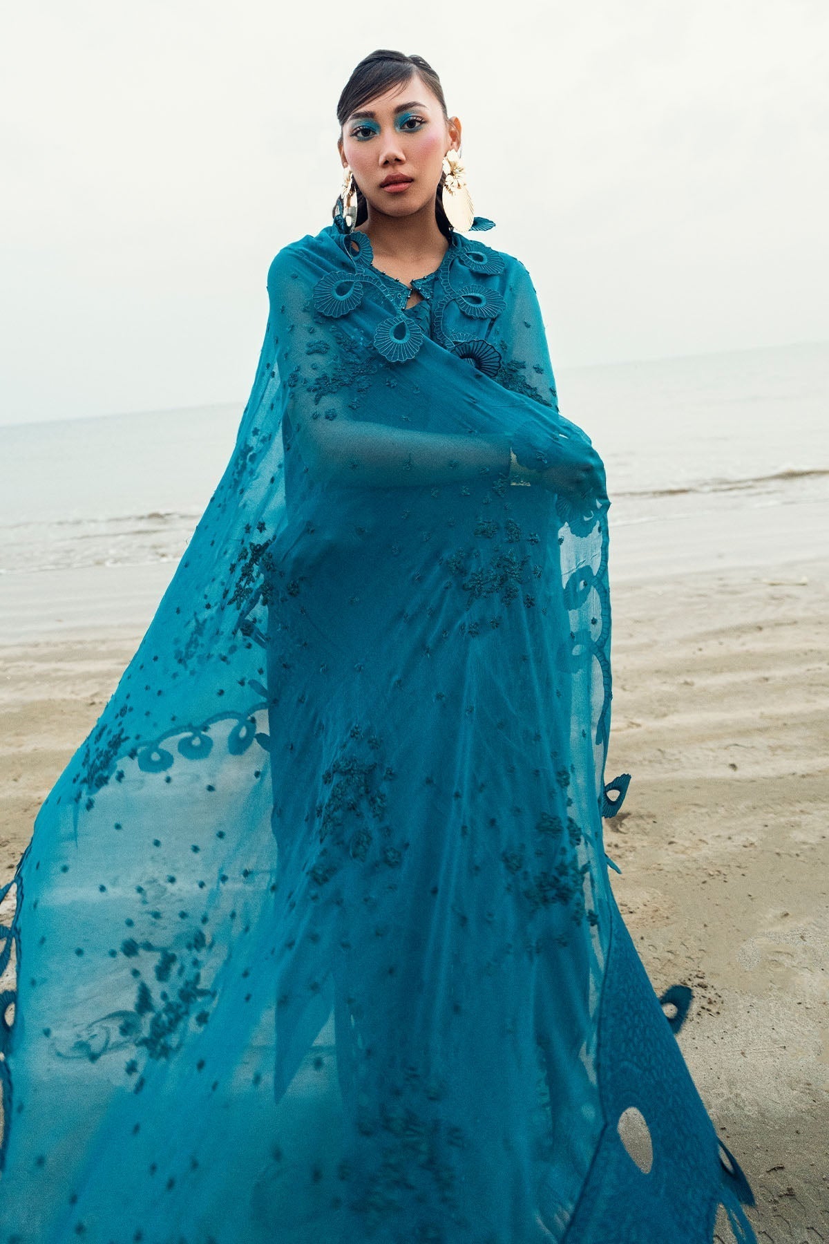 Nureh | Khuwab Luxury Lawn | NE-148 XL Teal Blue Lawn