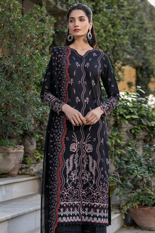 Farasha | Summer Weaves Embroidered Lawn | Black Rose XL Black Lawn