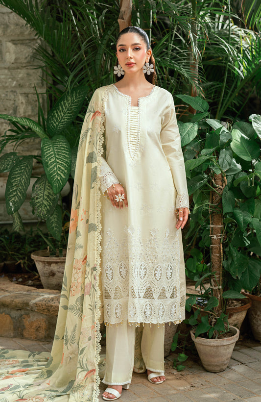 Al Zohaib | Laserkari Premium Edition 25 | LKP-25-05 XS Ivory Schiffli