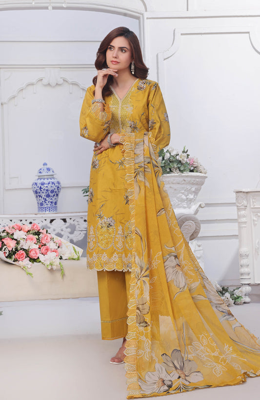 Al Zohaib | Applique Kari Cutwork Edit 25 | ACE-25-05 XS Mustard Yellow Chikankari