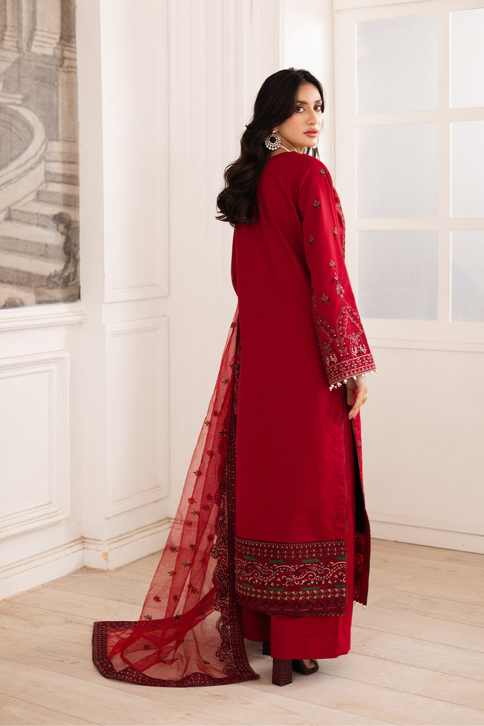 Maryum N Maria | Mira Luxury Lawn | GULMAR - FS50100 S Red Lawn