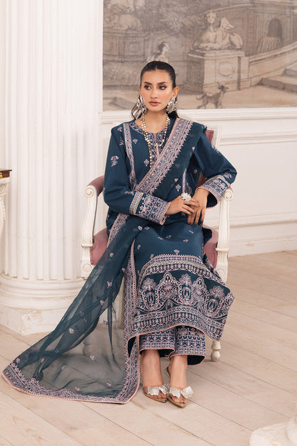 Maryum N Maria | Mira Luxury Lawn | FIROUZEH - FS50101 L Navy Blue Lawn