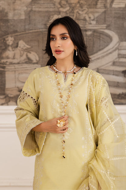Maryum N Maria | Mira Luxury Lawn | HAYAT - FS50104 M Lime Yellow Lawn