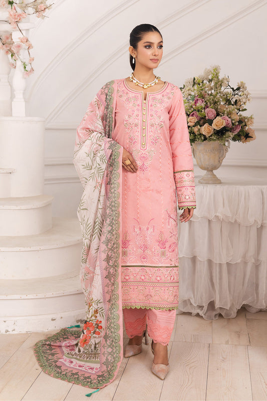 Maryum N Maria | Mira Luxury Lawn | MAHINE - FS50106 XS Salmon Pink Lawn