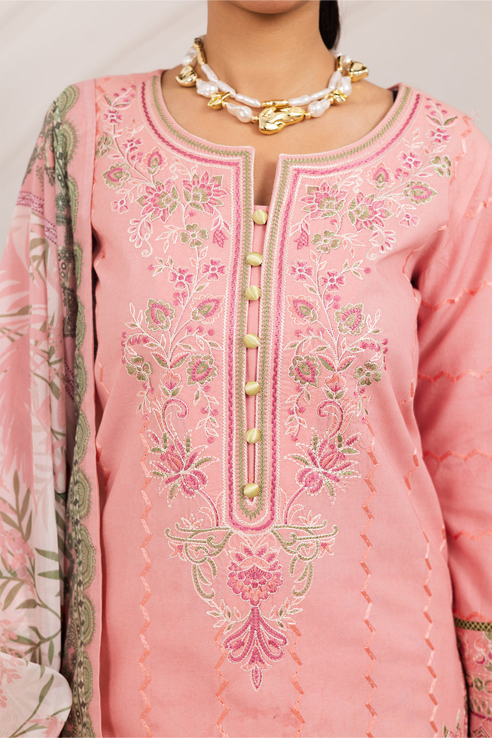 Maryum N Maria | Mira Luxury Lawn | MAHINE - FS50106 M Salmon Pink Lawn