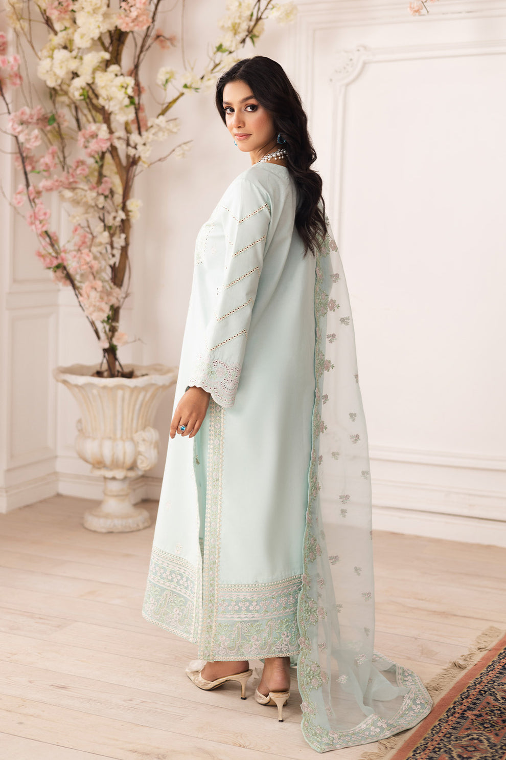Maryum N Maria | Mira Luxury Lawn | ROBAB - FS50110 S Ice Blue Lawn