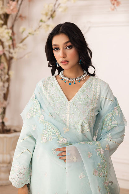 Maryum N Maria | Mira Luxury Lawn | ROBAB - FS50110 M Ice Blue Lawn