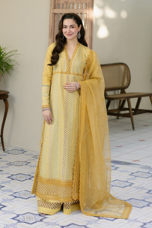 Maryum N Maria | Luxury Lawn 25 | AERIN - MS50111 XS Dust Yellow Lawn