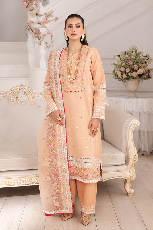 Maryum N Maria | Mira Luxury Lawn | SIMIN - FS50113 XS Pale Peach Lawn