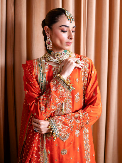 Faiza Faisal | Rema Wedding Formals 24 | Mehroze XL Burnt Orange Raw Silk