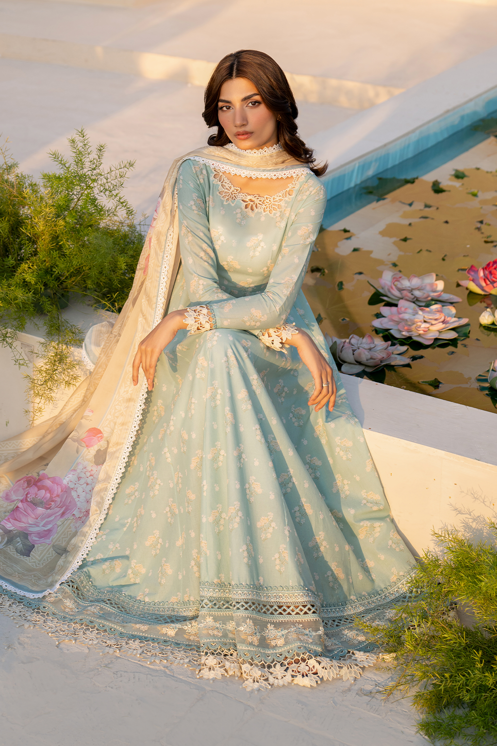 Iznik | Festive Lawn 25 | EFL-06 Custom Size Ice Blue Lawn