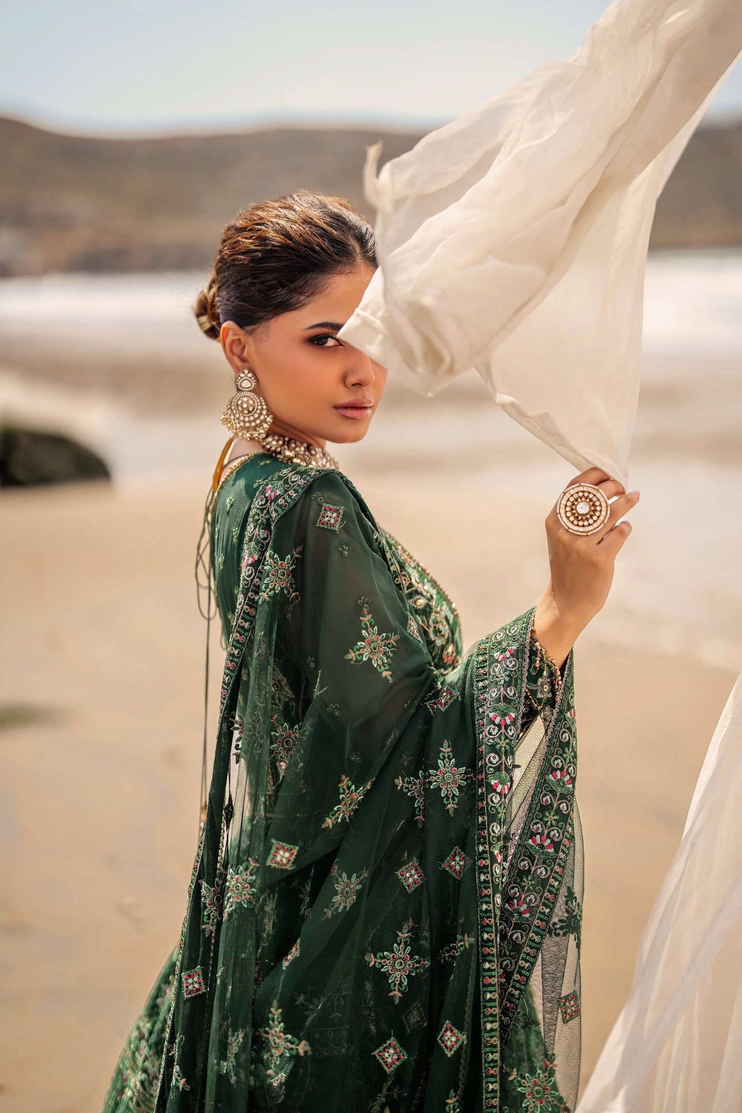 Naqshi | Sahil Kinaray | VERONICA S Emerald Green Chiffon