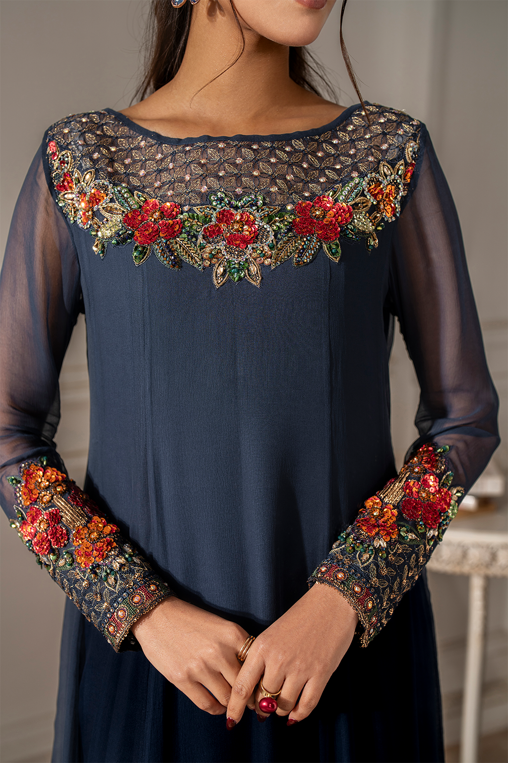Iznik I Festive Formal I UE-412 Embroidered Chiffon - Pakistani Designer Dress - by Iznik - Type : Ladies Clothes - 100% Original at Saira Sultan