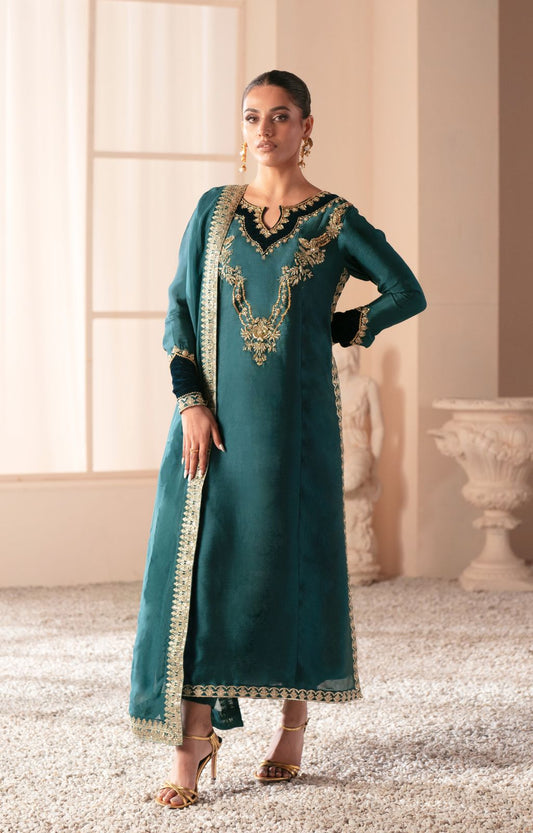 Ajr Couture | Symphony Luxe Festive 25 | Jade S Teal Green Pure Sheesha Silk