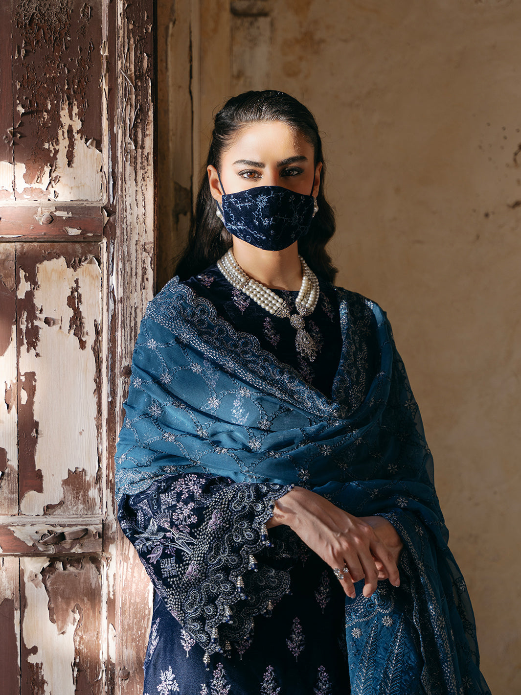 Flossie | Siara Velvet Formals | V-105 - B L Teal Blue Velvet