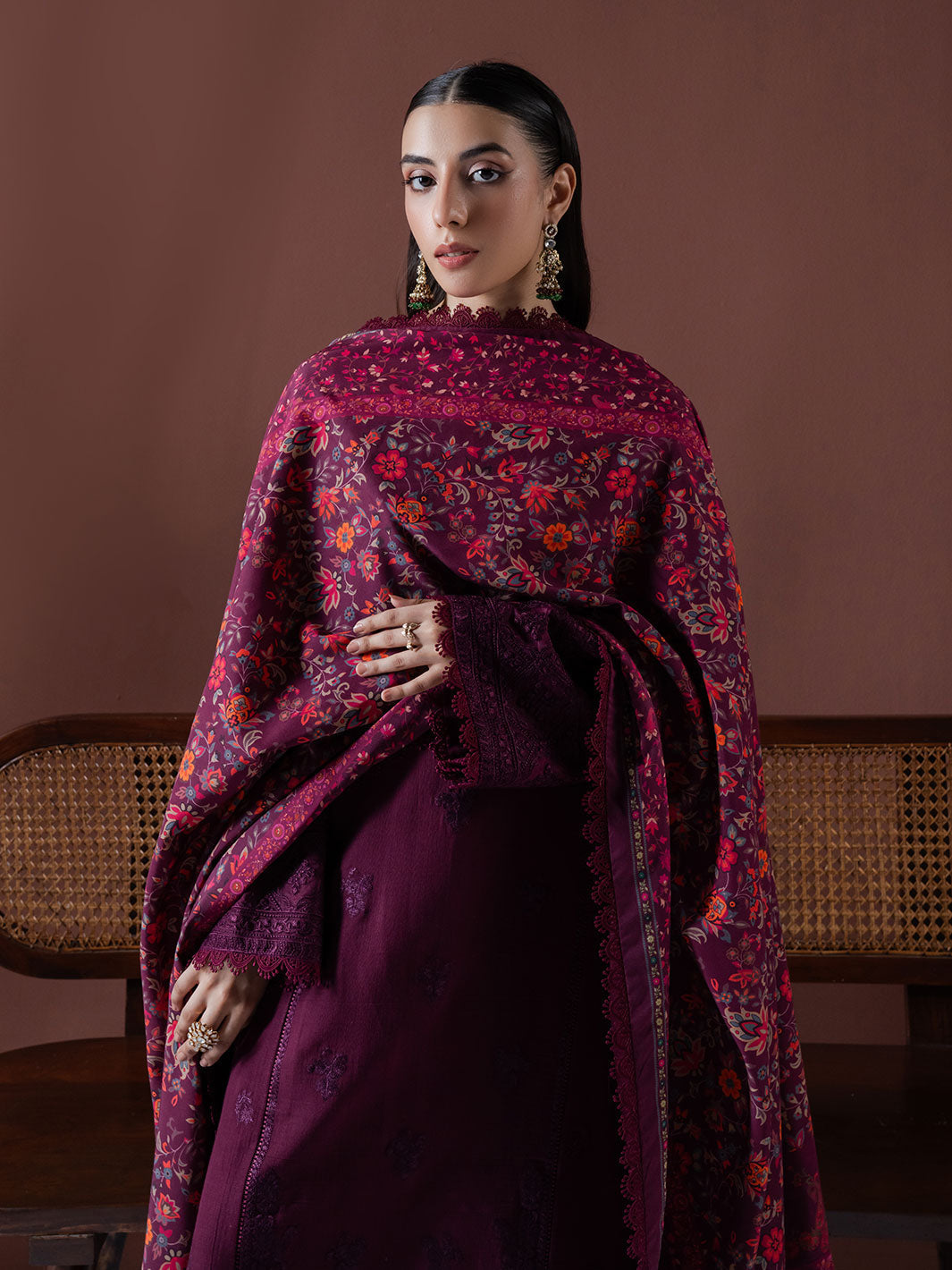 Faiza Faisal | Winter Edit 2024 | EMBER L Plum Slub Khaddar