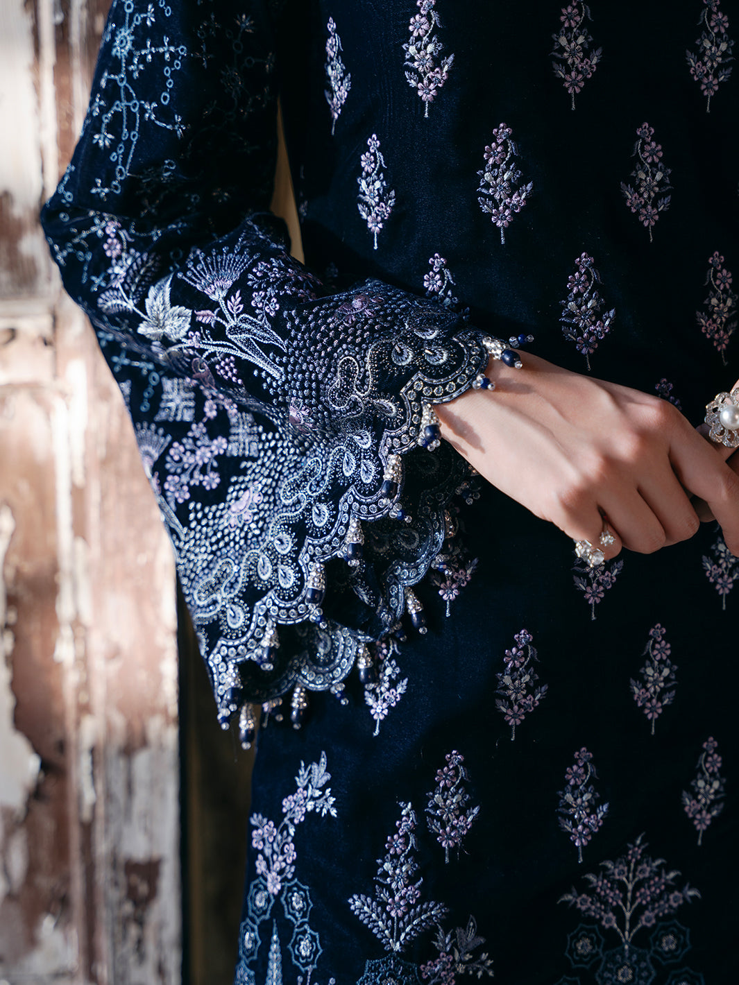 Flossie | Siara Velvet Formals | V-105 - B M Teal Blue Velvet