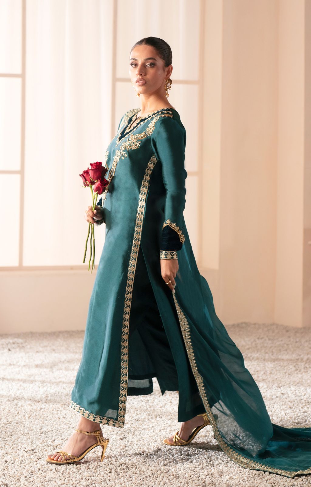 Ajr Couture | Symphony Luxe Festive 25 | Jade M Teal Green Pure Sheesha Silk