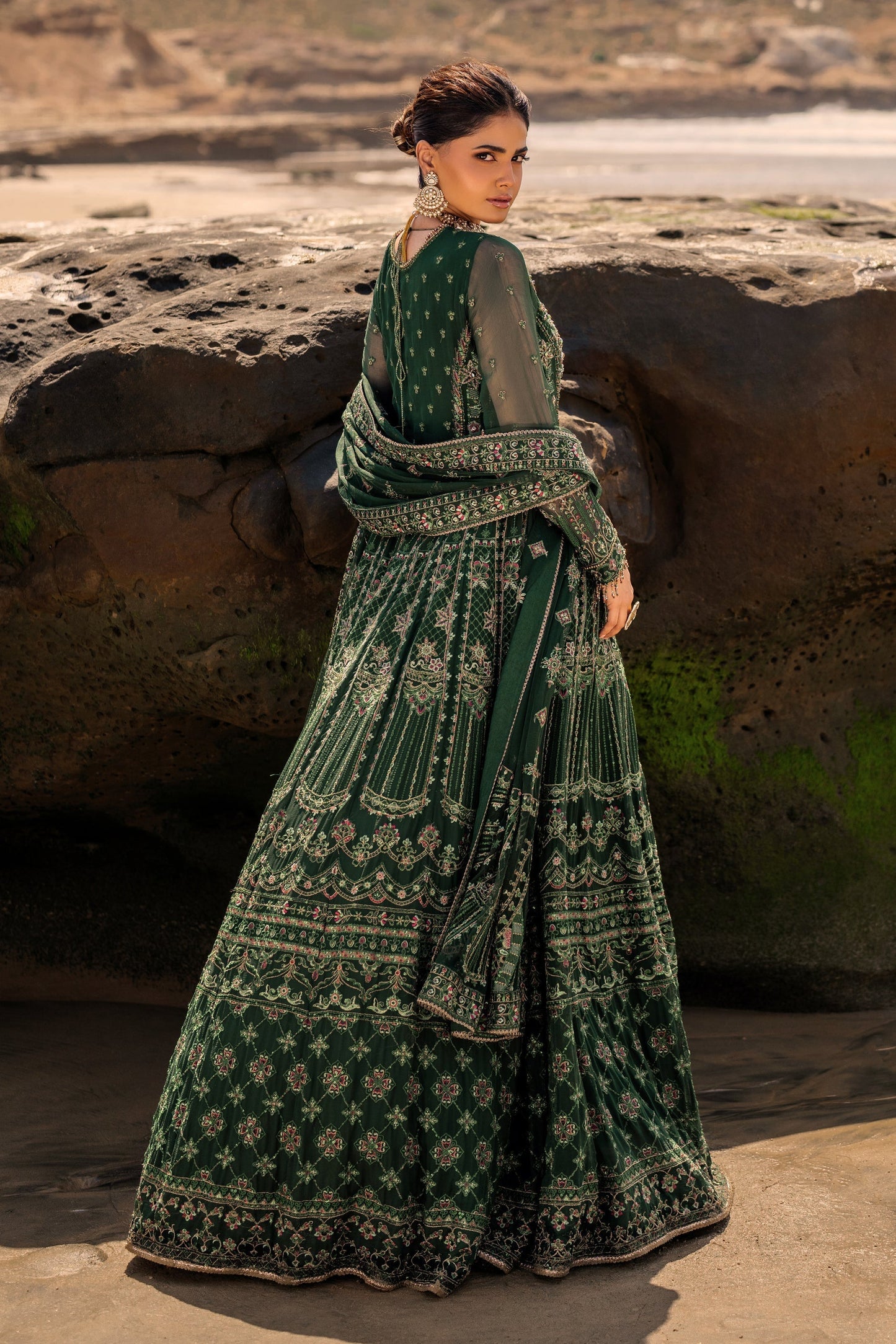 Naqshi | Sahil Kinaray | VERONICA XS Emerald Green Chiffon