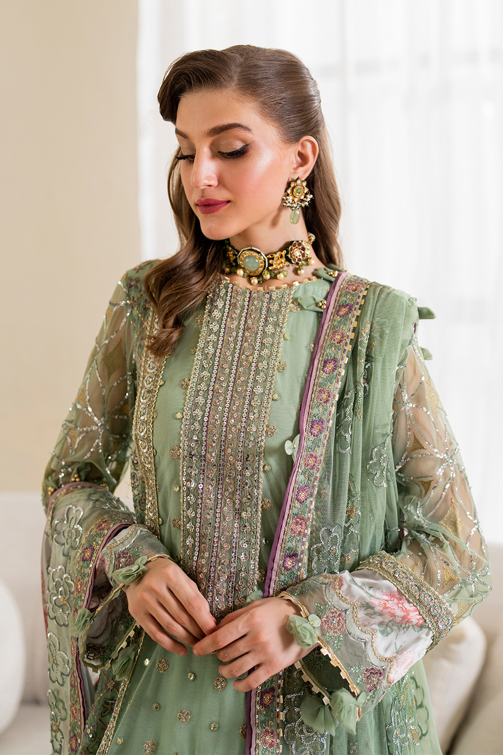 Iznik | Chinnon Chiffon | CC-41 Embroidered Net - Pakistani Designer Dress - by Iznik | Type: Formal - 100% Original at Saira Sultan