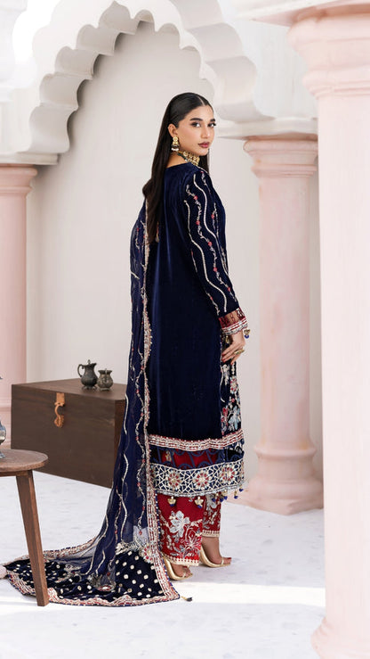 Zebtan | Andaz e Makhmal | ZAM-11 S Deep Blue Velvet