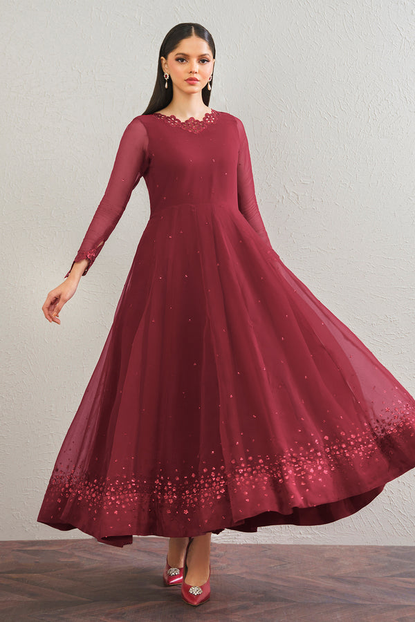 Baroque | Luxury Pret 25 | EMBROIDERED CHIFFON FROCK PR-901 - Pakistani Designer Dress - by Baroque - Type : Ladies Clothes - 100% Original at Saira Sultan