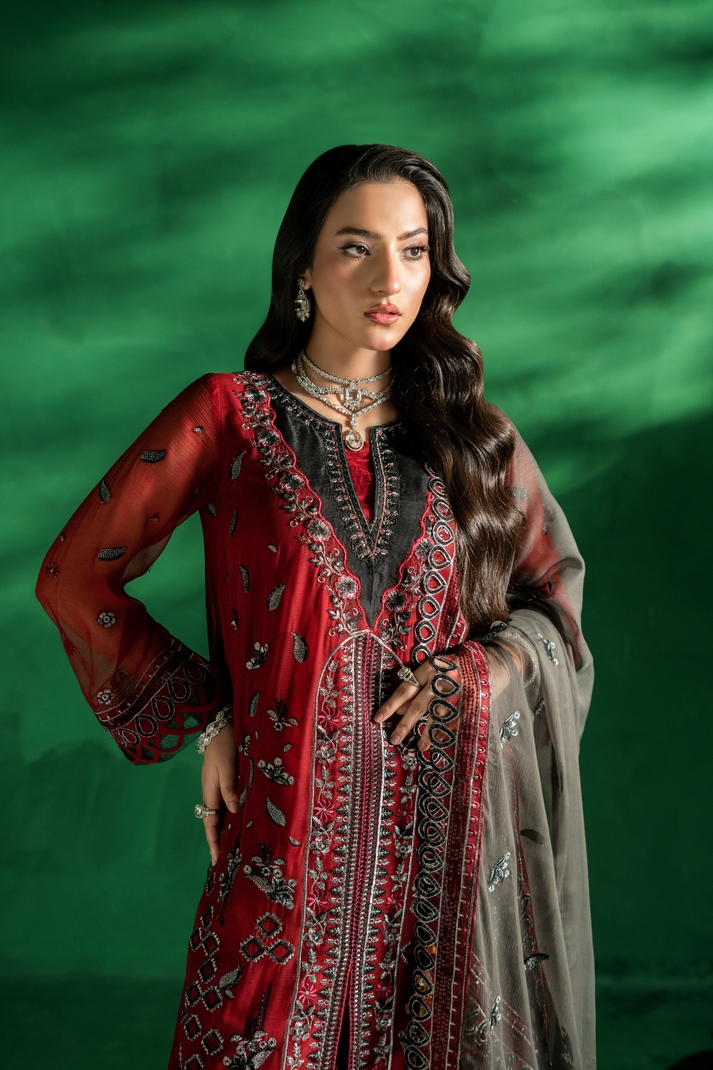 Zebtan | Farmaish Formals | FC-01 L Redish Pink Chiffon